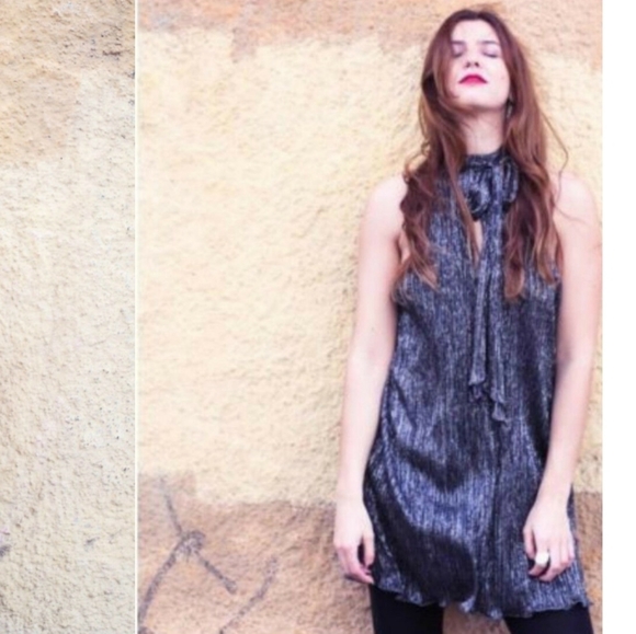 NWOT Zara Halter Keyhole Metalized Dress Size L. - Picture 4 of 5